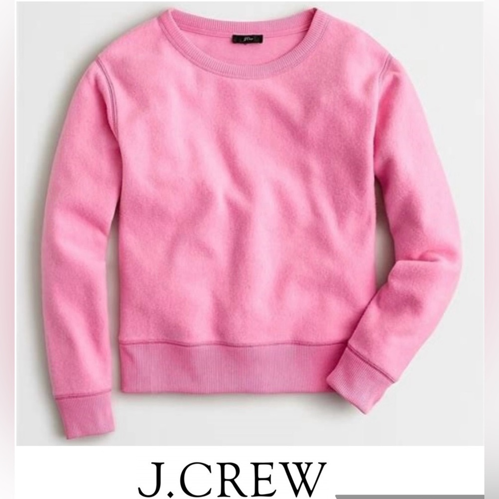J Crew Women’s Sz Large Pink Brushed Terry Pullover Sweatshirt‎